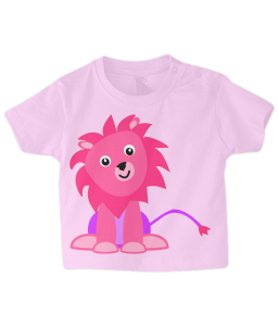Baby T Shirt Cute Pink Lion | Turquoise 